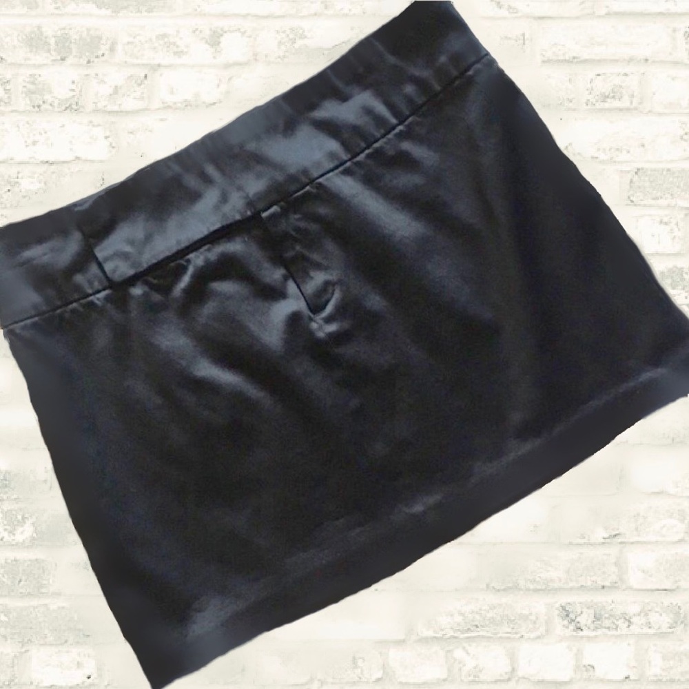 Jet Black Satin Mini Skirt
